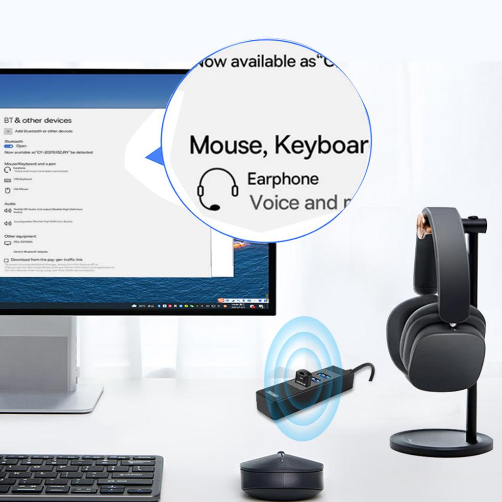 Bluetooth-compatible 6.0 USB Wireless Audio Adapter Plug & Play Dongle Adapter for Headset Speaker Keyboard Mouse Printer