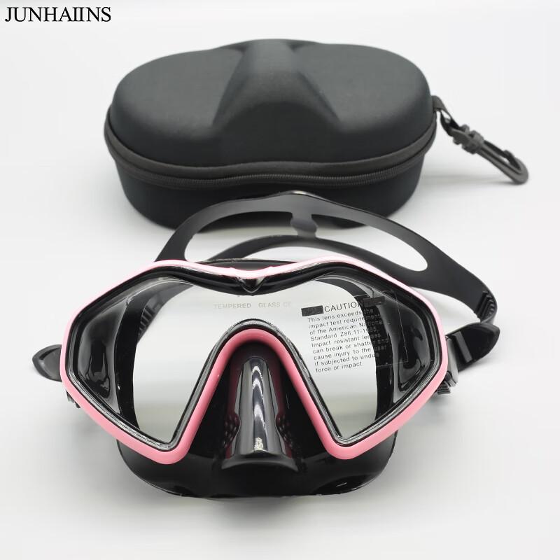 Wet diving mask, high-definition anti-fog snorkeling scuba diving mask, free diving single-sided mirror Pink face mask