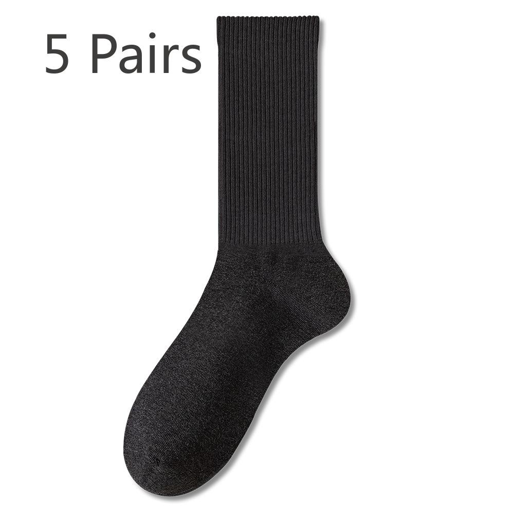 5 Paar Socken Damen Frühling und Herbst Mittelhoch Ohne Naht Schweißableitend Antibakteriell und Deodorant Weiß Baumwolle Lange Socken Sportsocken