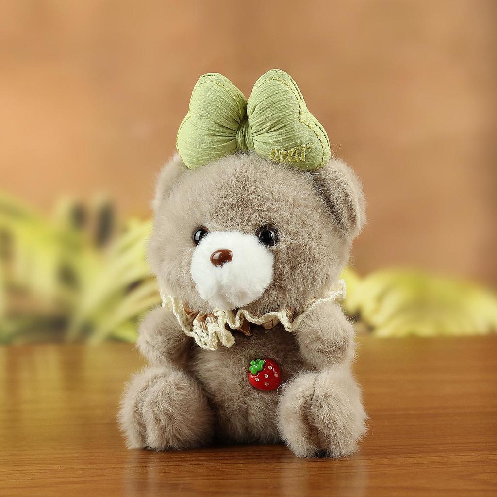 Kawaii Bow Tie Bear Plush Keychain Backpack Charm