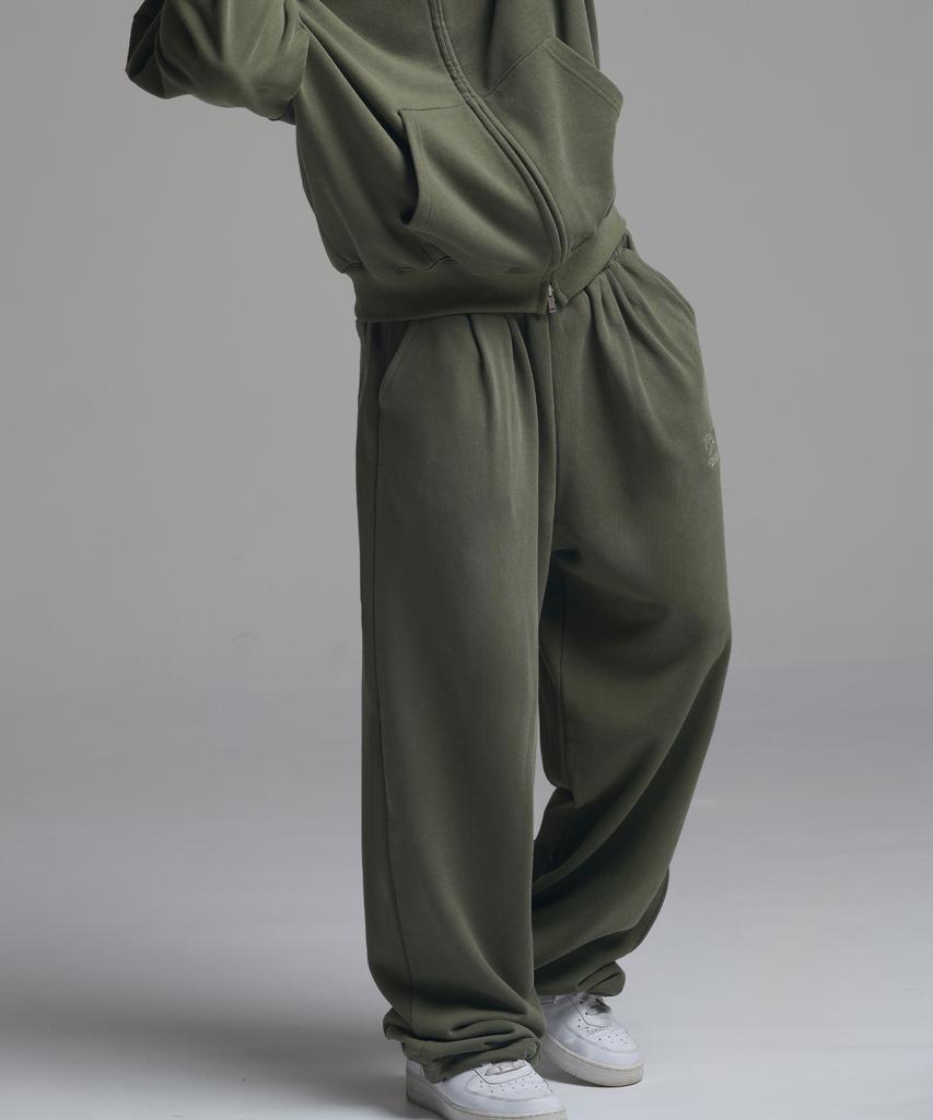 PHERMENON Pigment Oversized Wide String Jogger Pants - Khaki