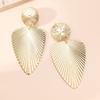 Women's Geometric Leaf Texture Earrings, Statement Metal Dangle Earrings, Edgy Instagram Style Jewelry