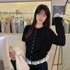 Korean Fashion Crew Neck Sweet Lace Waist Tuck-up Sweater Spring Autumn Knitted Cardigan Loose Slim Fit Top Elegant Casual Jackets Lace-up Clothing