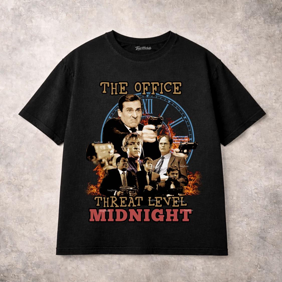 Threat Level Midnight The Office T Shirt Funny TV Show Meme Graphic Tee 2XL