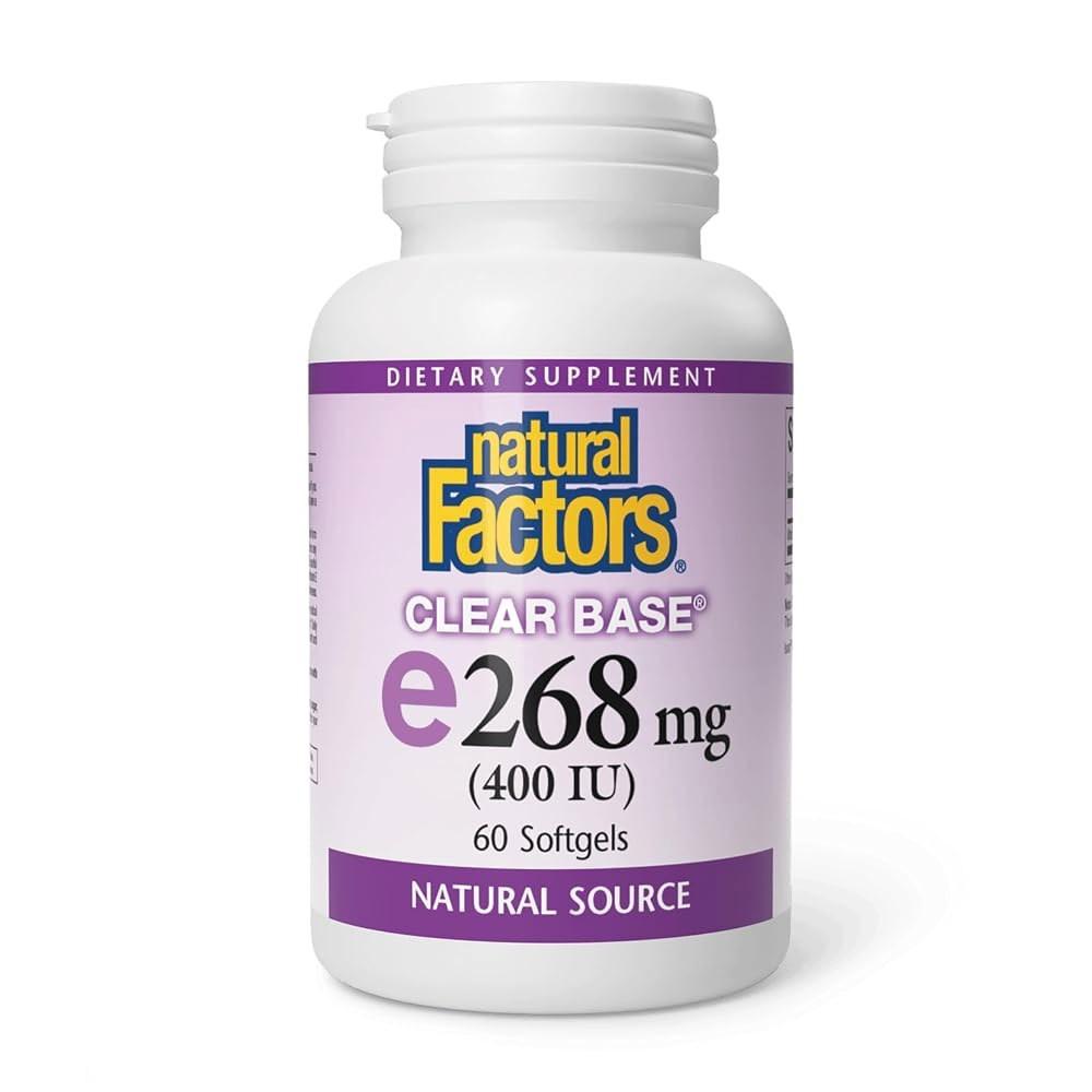 IU for Natural Factor Clear Base E 400 60 pcs Regular Softgel Supports and Cores 60 Servings 1 pcs