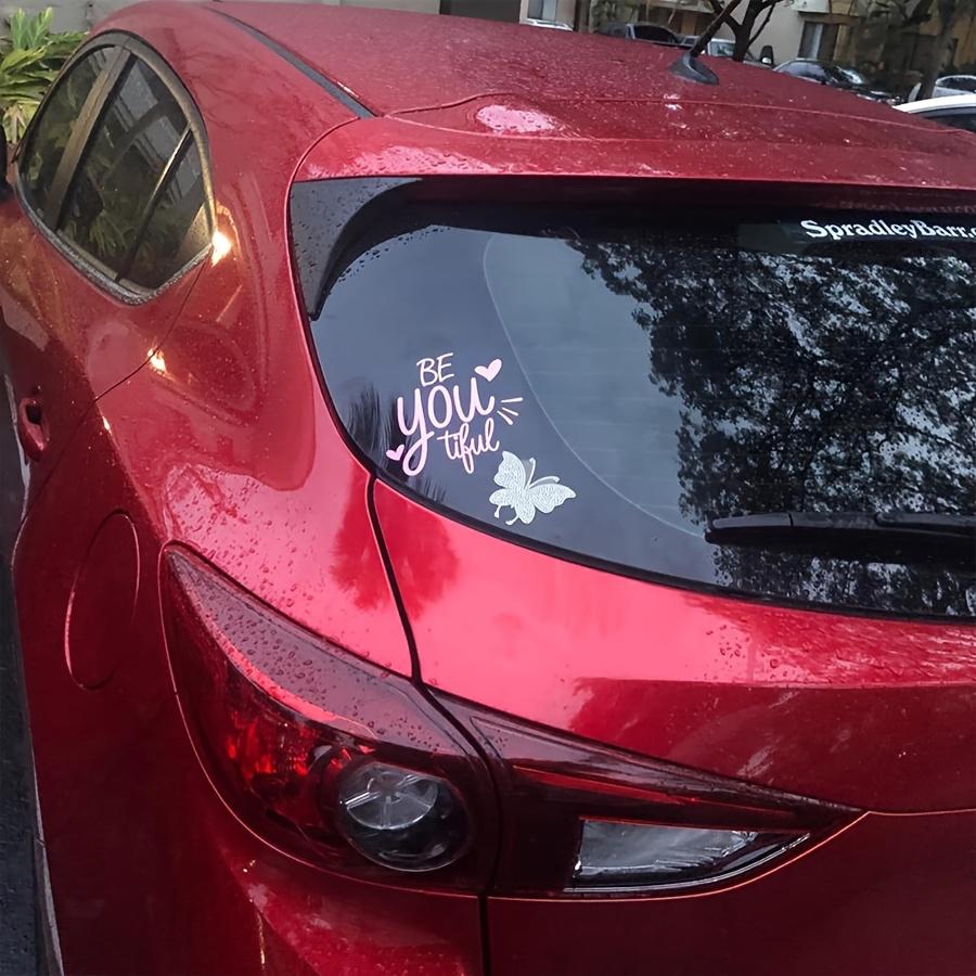 2pcs Sparkling Butterfly Car Decals PVC Exterior Accessories with Rhinestones Decor