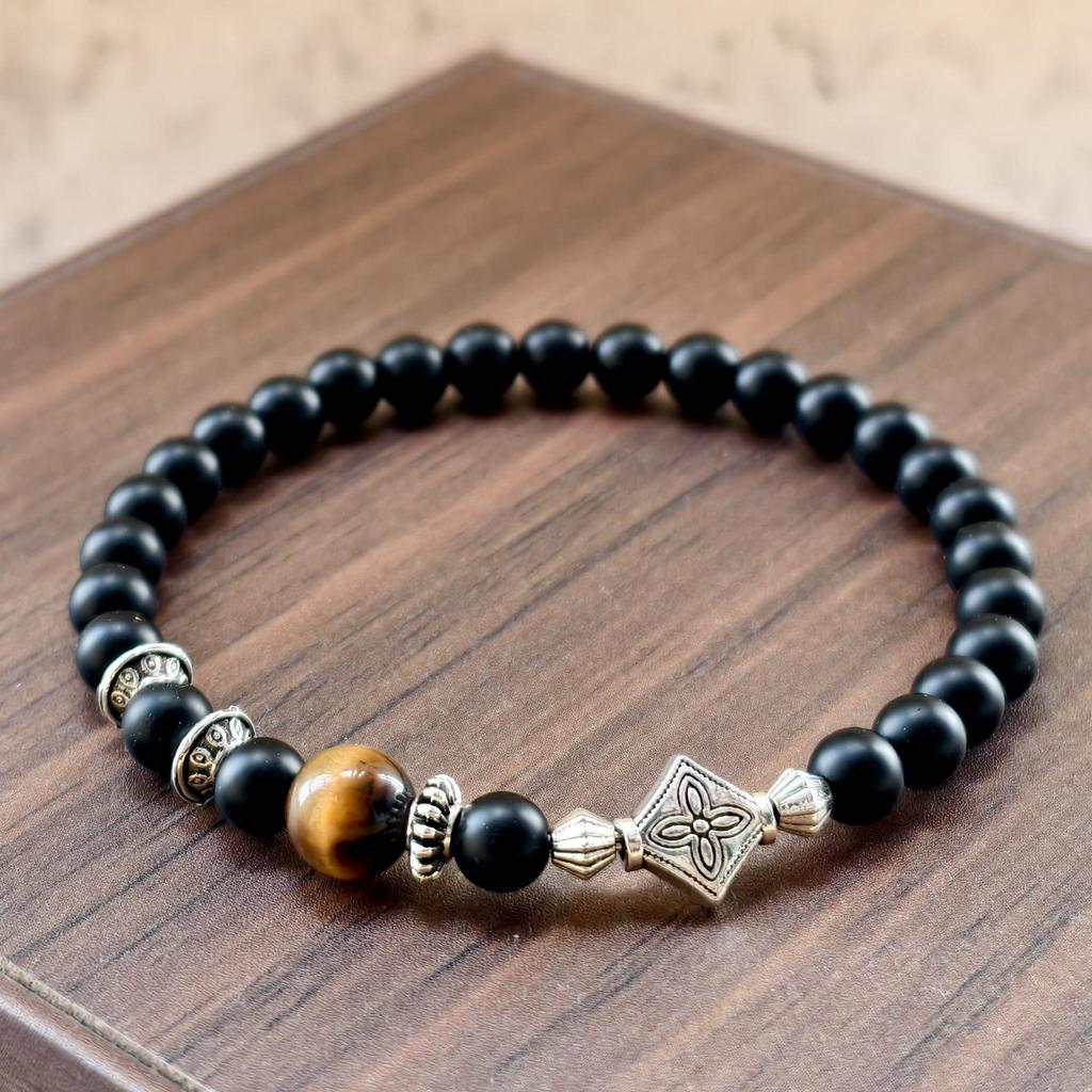 Naturstein Armband 6mm Perlen Natur 7A Tigerauge Lavastein Glücksarmbänder Für Frauen Männer Schmuck Pulseras Homme