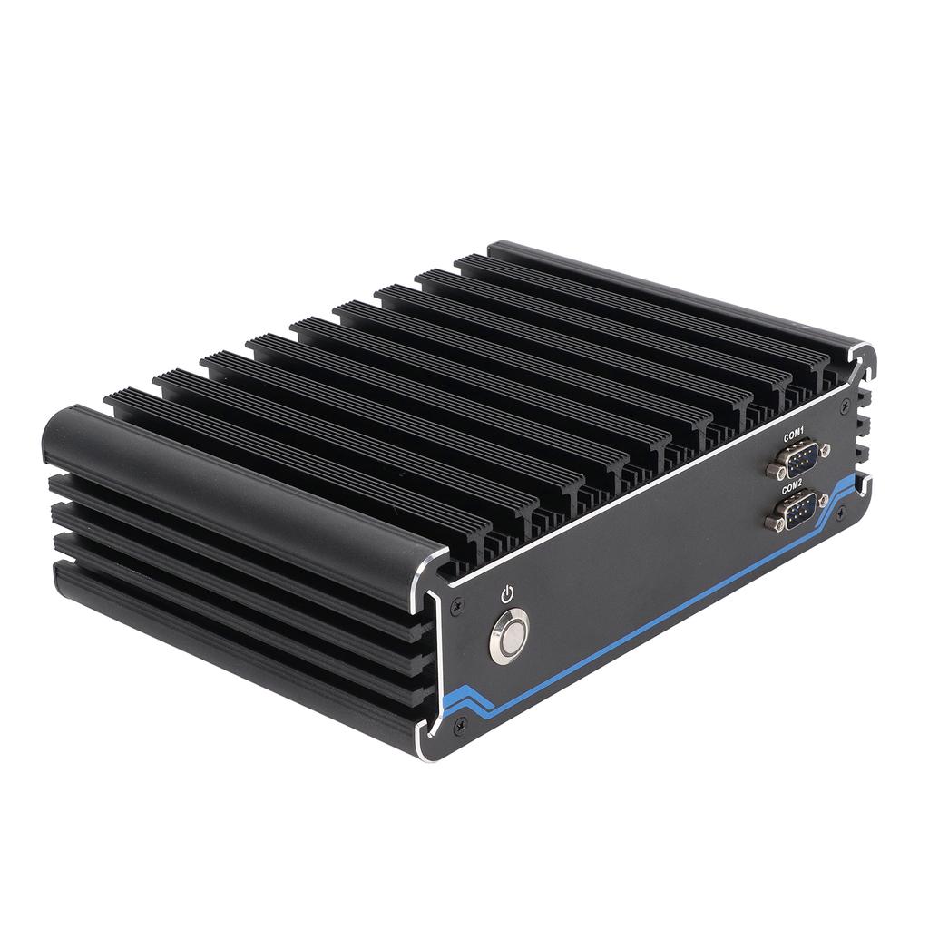 Industrial Computer 4 Way POE Port Mini Computer Good Heat Dissipation Fanless Industrial PC 100‑240V EU Plug