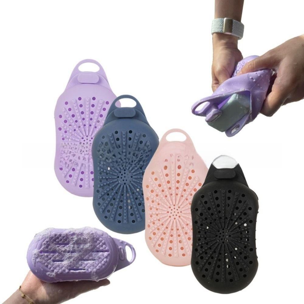 New Silicone Material Silicone Soap Scrubber Quick-Dry Gentle Exfoliating Soap Holder Deep-Clean Bar Soap Scrubber Bath