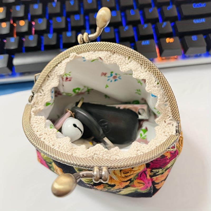 1pc Vintage Floral Print Clutch Wallet with Push-Lock Closure - Multi-Compartment Organizer for Coins, Cards & Keys,Travel Purse