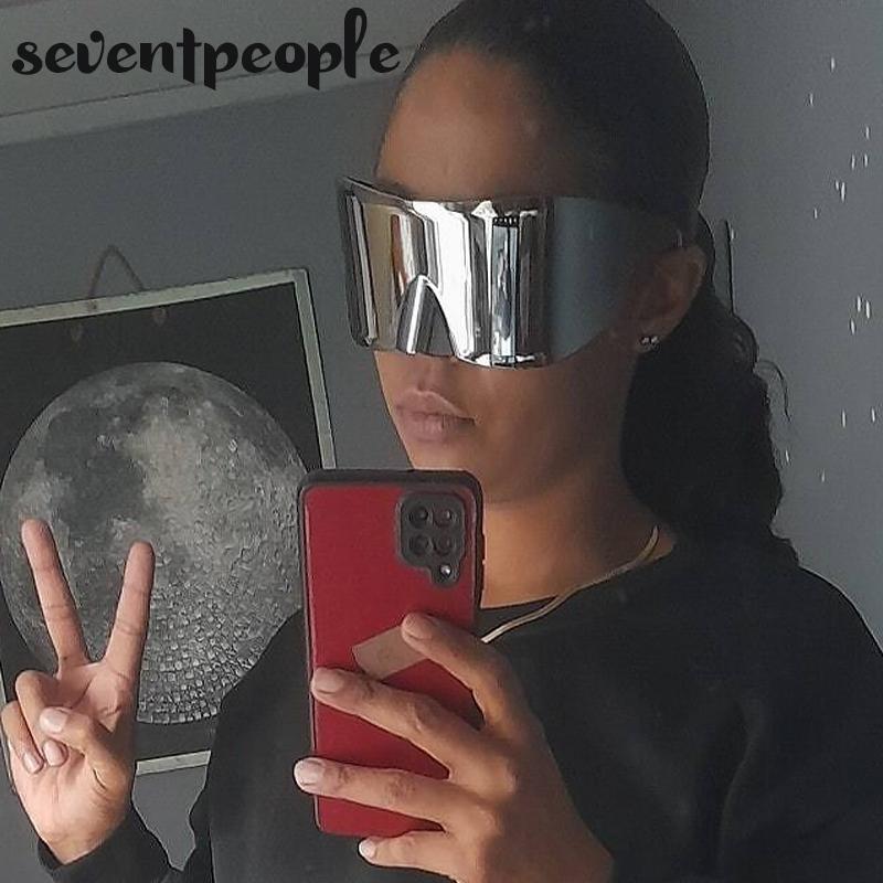 Mask Rectangle Sunglasses Women Men  Luxury Brand Designer Punk Sun Glasses Steampunk Y2k Sunglass Oversized Shield Goggles