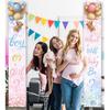 Baby Bear Gender Reveal Decorations - Boy or Girl Porch Sign Banner, Pink Blue Balloon Baby Shower Door Hanging Banner for Party Supplies