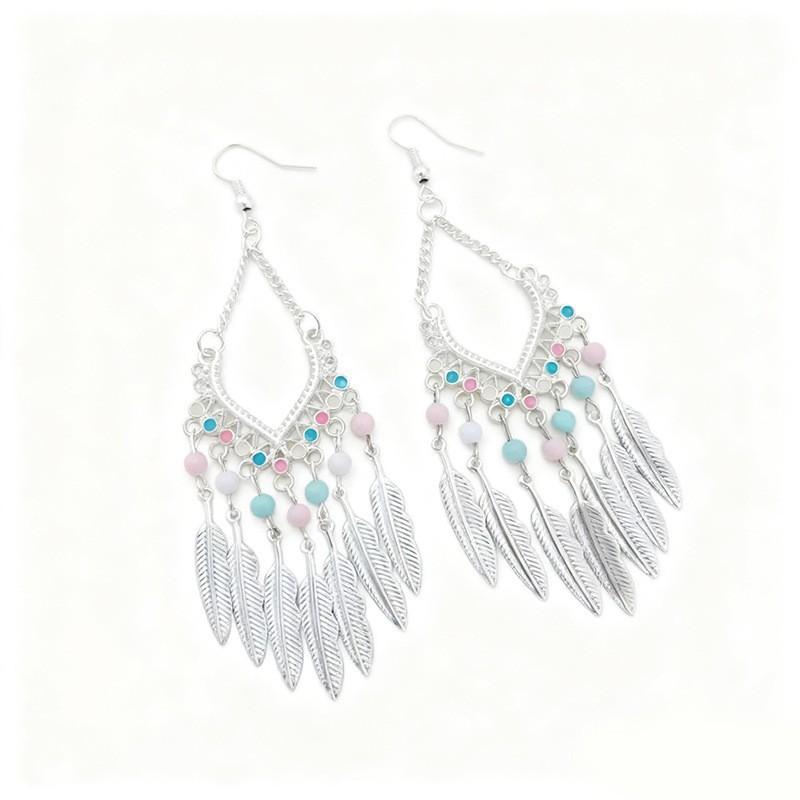 Ethnic Bohemian Long Tassel Earrings Vintage Beach Vacation Jewelry Retro Drop Dangle Ear Accessories For Women