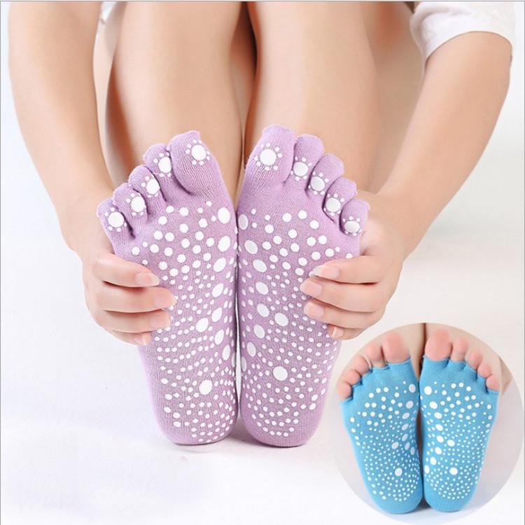 Women's Non-Slip Cotton Five-Finger Yoga Pilates Toe Socks