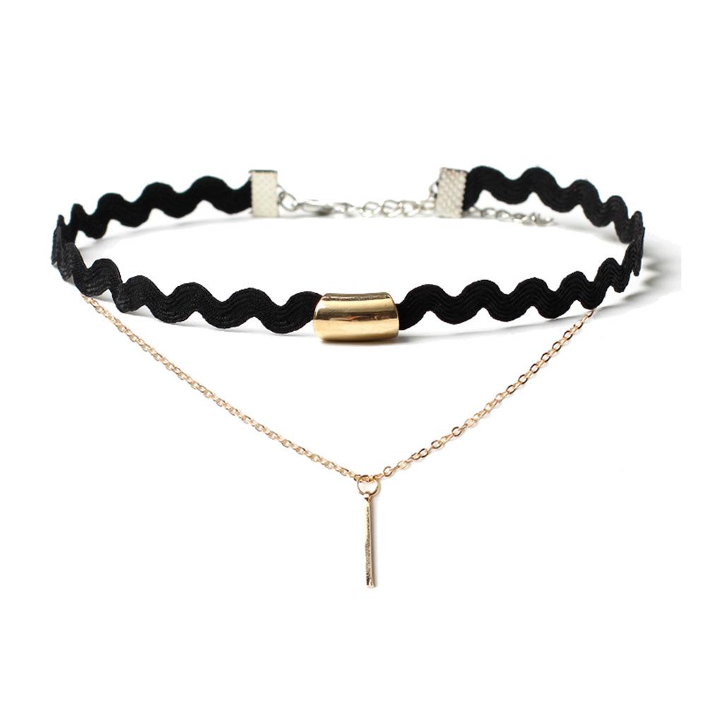 Minimalistisches europäisches & amerikanisches Lolita Spitzen Choker Halskettenset für Damen