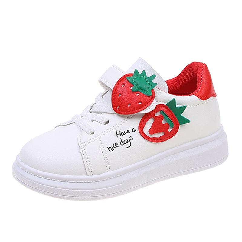 2025 spring and autumn new student flat white shoes girls casual sports shoes white running 3-12 years old board shoes