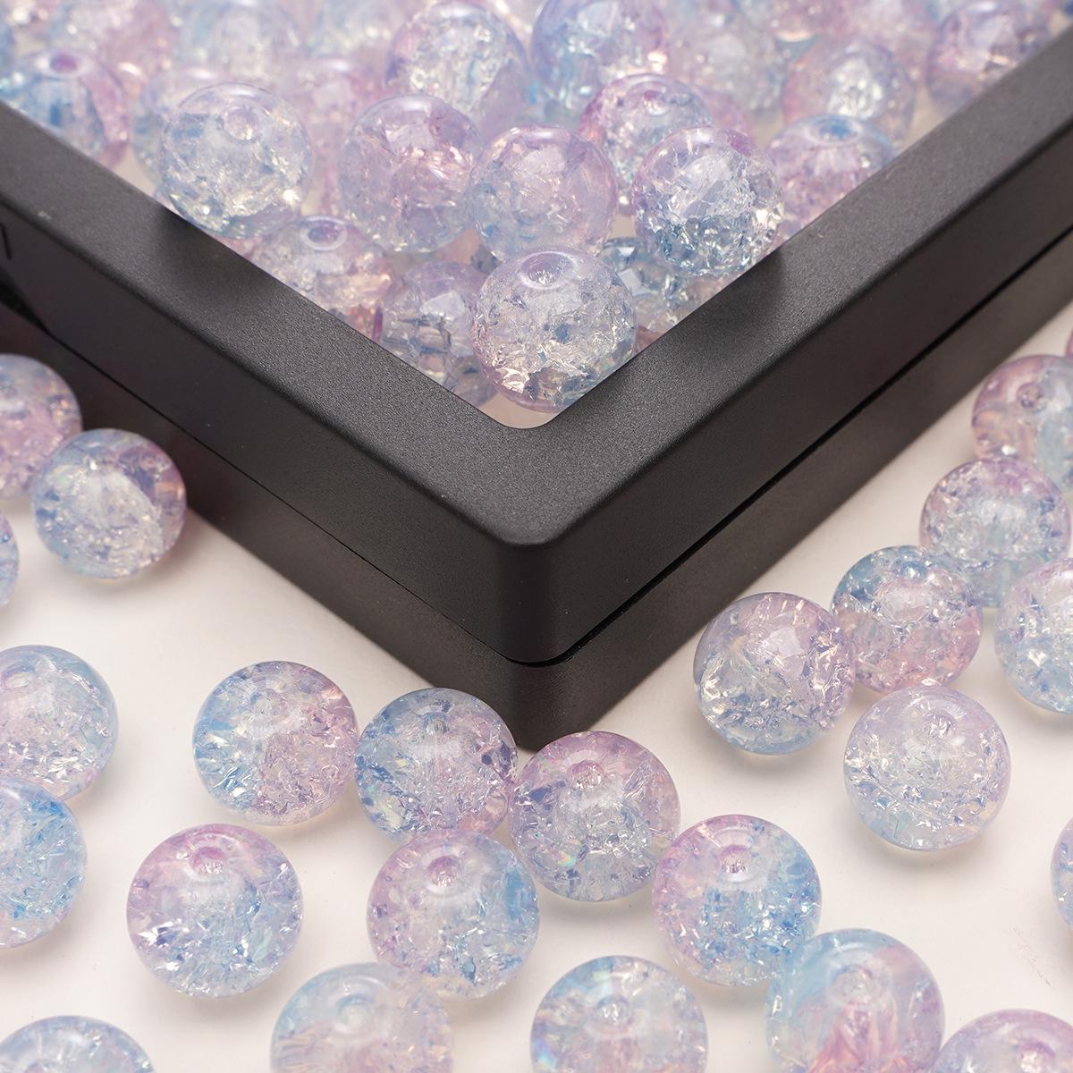 

Браслет з бісеру з двоколірного потрісканого скла, DIY ювелірні аксесуари 10mm, Approx. 1.5mm hole, 20 pcs/pack рожевий/синій