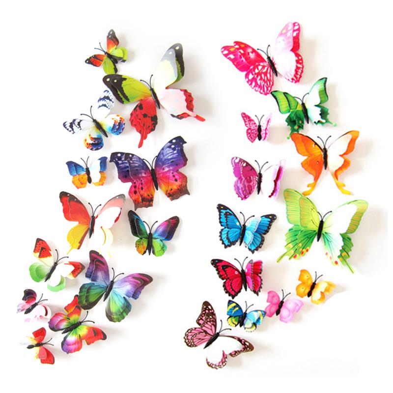 12 Piezas Pegatina de Arte de Pared de Mariposa de Doble Capa Para Decoración de Boda Pegatinas Mariposas 3D Imán para Nevera Pegatina de Decoración para Habitación del Hogar