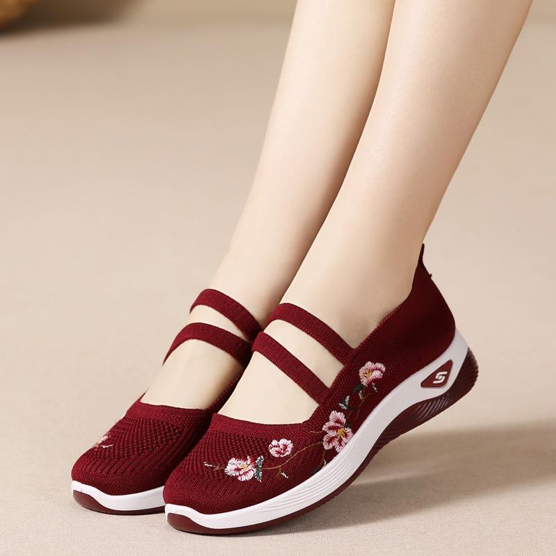 

Летние новые туфли-лодочки с мелким вырезом, мягкая подошва, дышащие, на одной педали, дышащие женские туфли из летучей ткани, тканевые туфли старого Пекина, сетчатые туфли женские 40