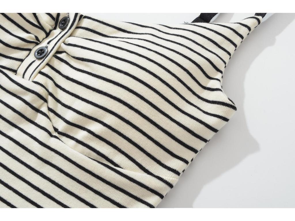 Women's Designer Slim-Fit Black Striped Camisole with Padded Bust - Chest-Enhancing Summer Knit Tank Top