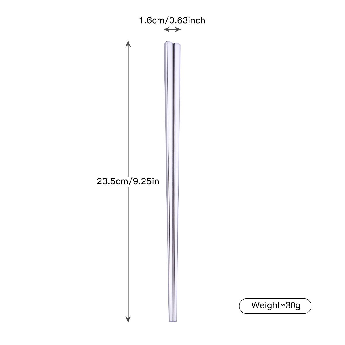 304 Stainless Steel Square Anti-Slip Chopsticks for Hotels & Korean Restaurants 23.5 cm