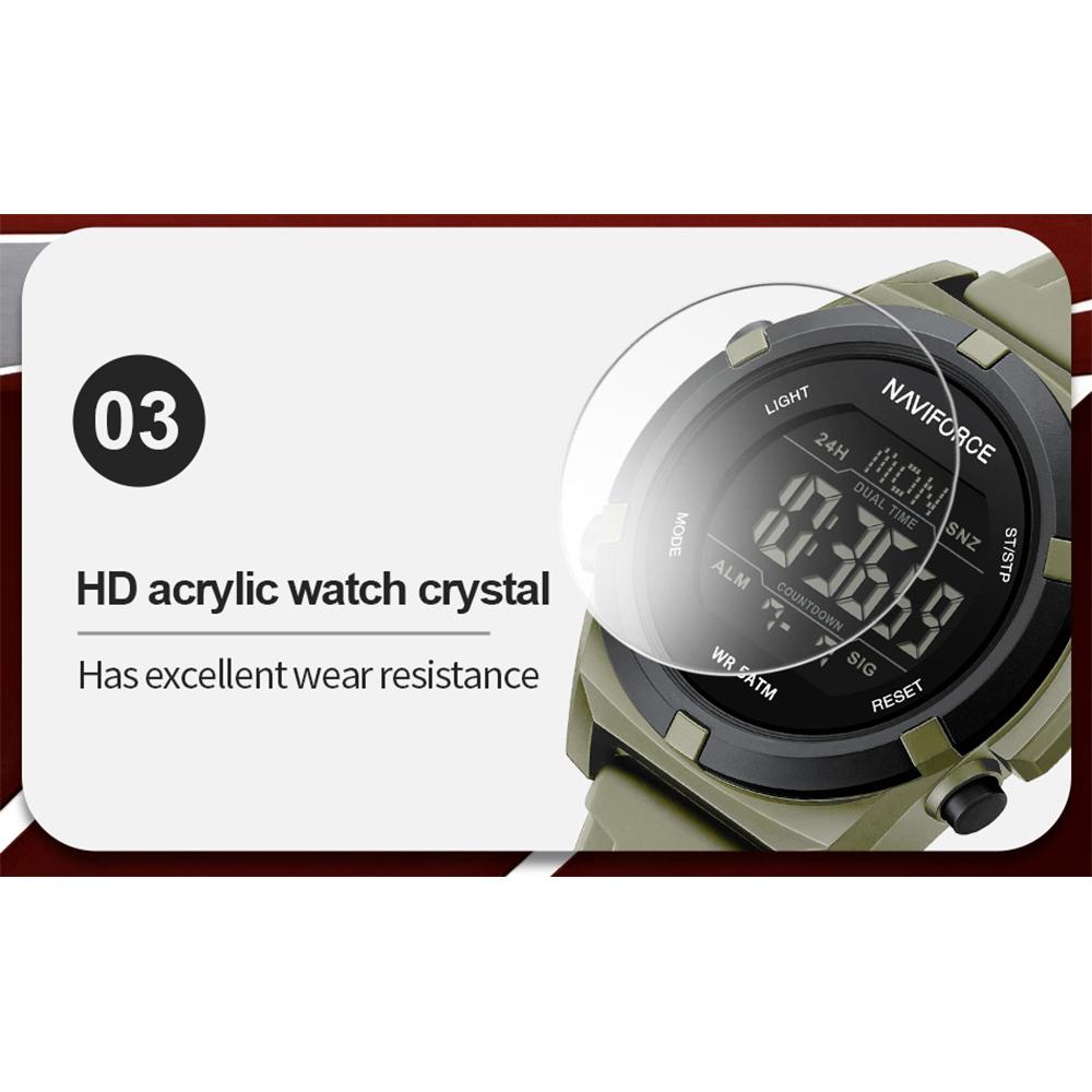 NAVIFORCE Digital Men Boy Watch Outdoor Alarm Chronograph Silicone Strap Waterproof Night Pattern Men Boy Casual Watch Gift NF7127