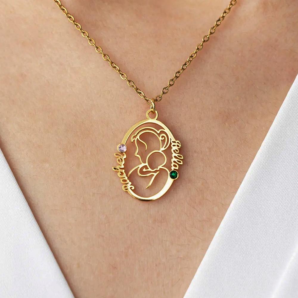 Atoztide Custom 2 Namen Ketting voor Vrouwen Gepersonaliseerde Roestvrij Staal Sieraden Moeder Kinderen Hartvormige Ketting Hanger Verjaardagscadeau