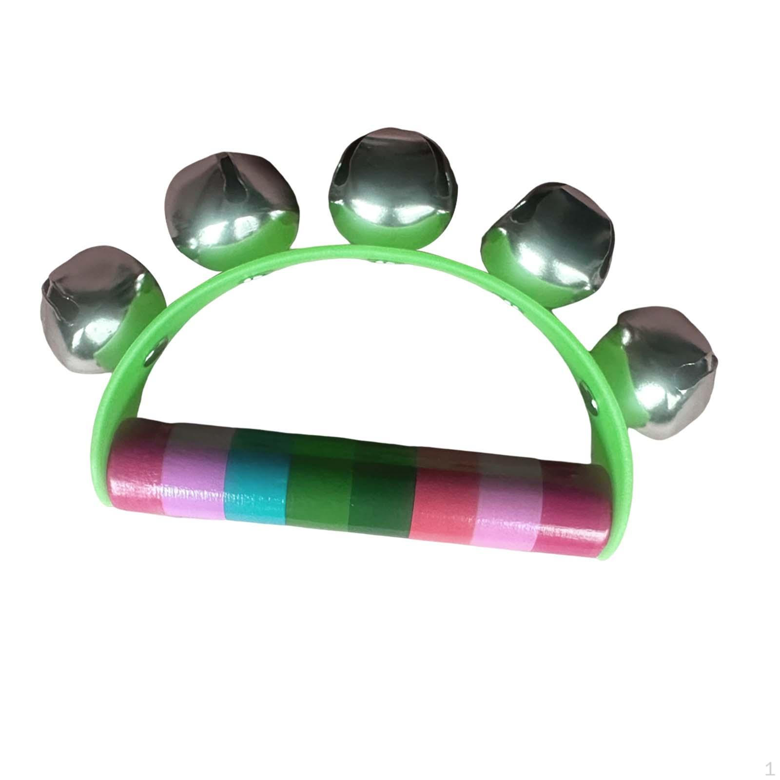 Handheld Wooden Tambourine Drum with Metal Bells for Music Enthusiasts зелёный