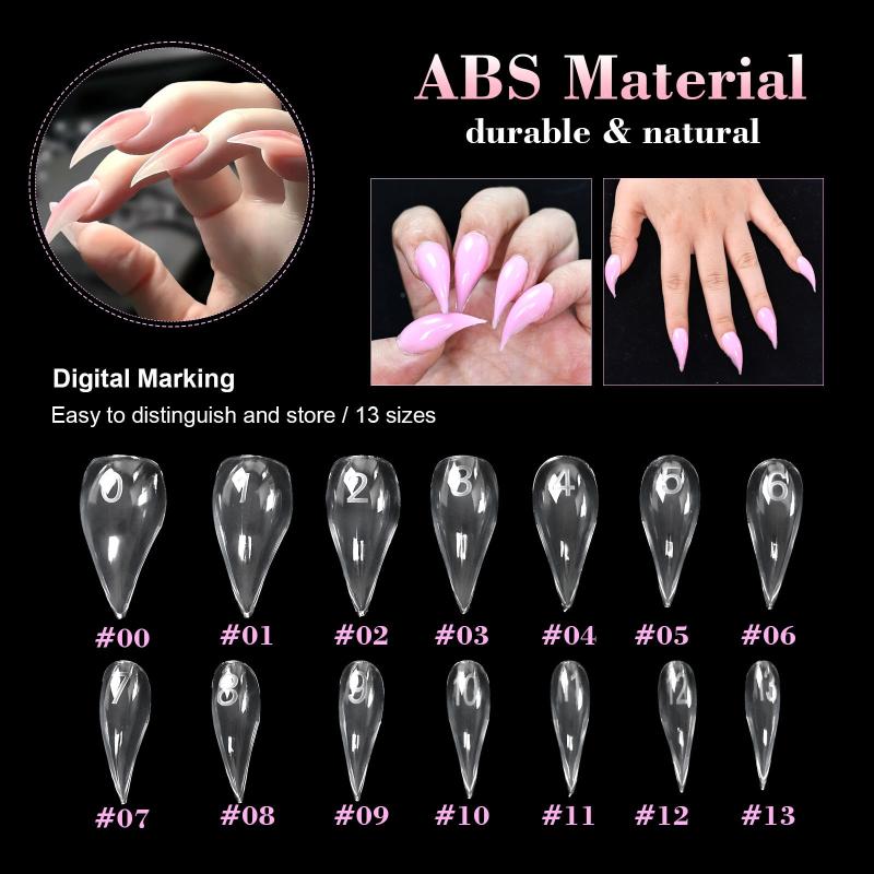 Eagle'S Talon 120/140 Pcs Short Curved Stiletto False Nail Tips Clear Soft Fake Nails Extensions For Diy Nail Salon Manicure