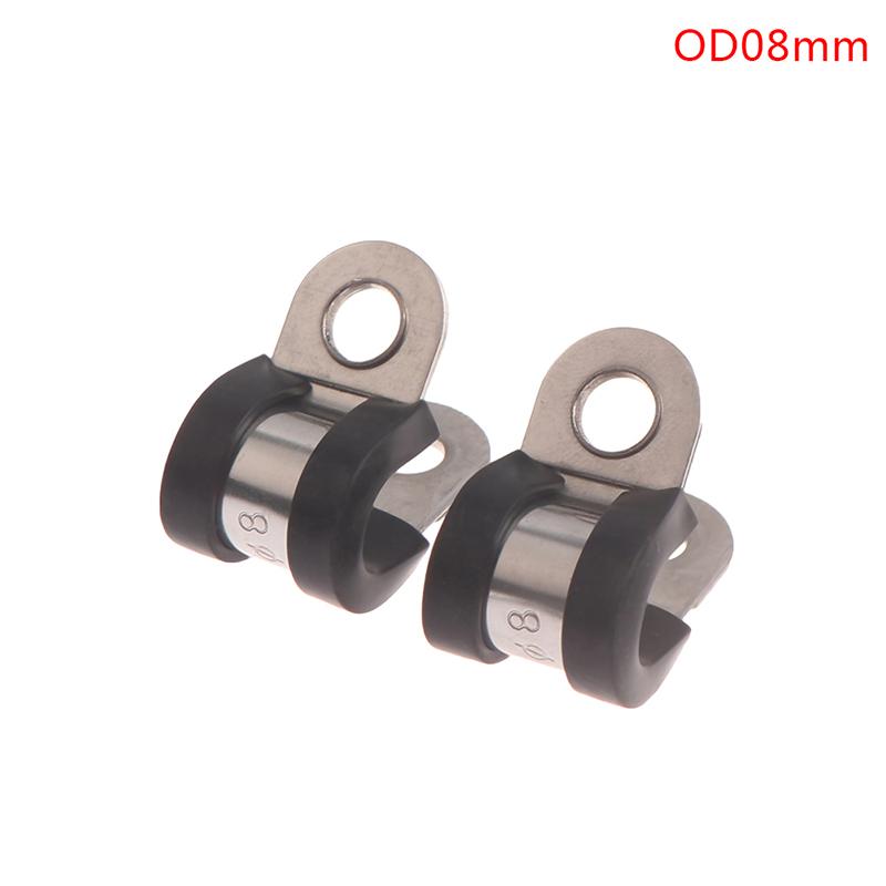 2Pcs Rubber Lined P Clips Cable Mounting Hose Pipe Clamp