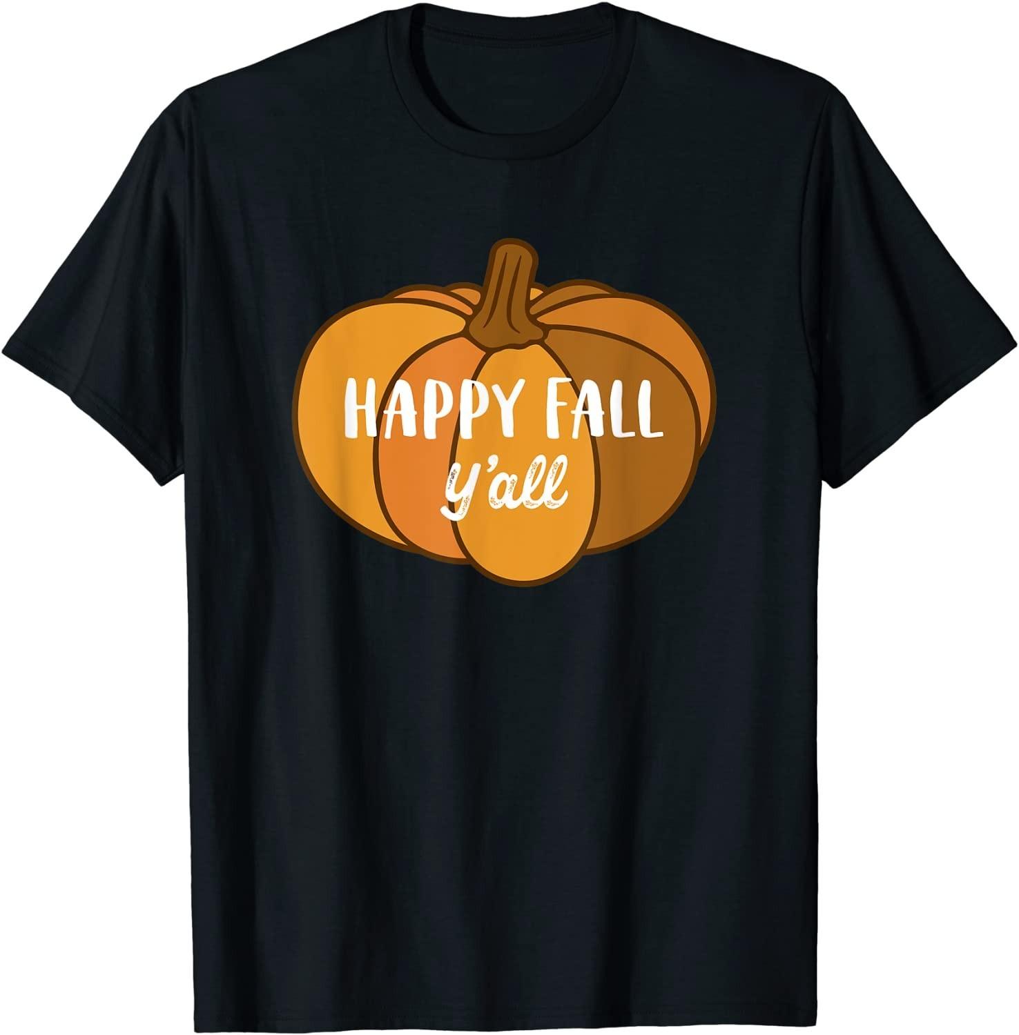 NEW LIMITED Happy Fall Pumpkin Autumn Y all Party Thanksgiving Tee - MADE IN USA S