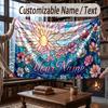 Floral Garden Theme Throw Blanket Custom Name Text Personalized Blanket Soft Cozy Blanket for Home Sofa Bed