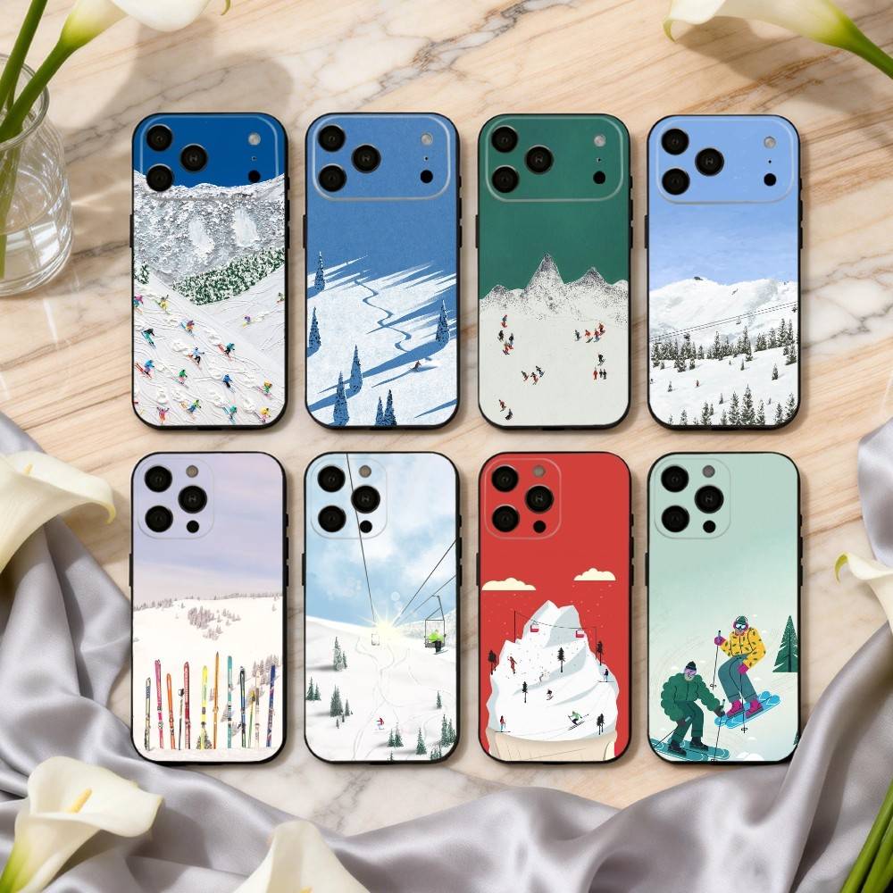 S-Schneeberg S-Skifahren Ski Handyhülle Für iPhone 17pro, 16,15,14,13,12,11 X XR Plus,Andere Weiche Schwarze Hülle