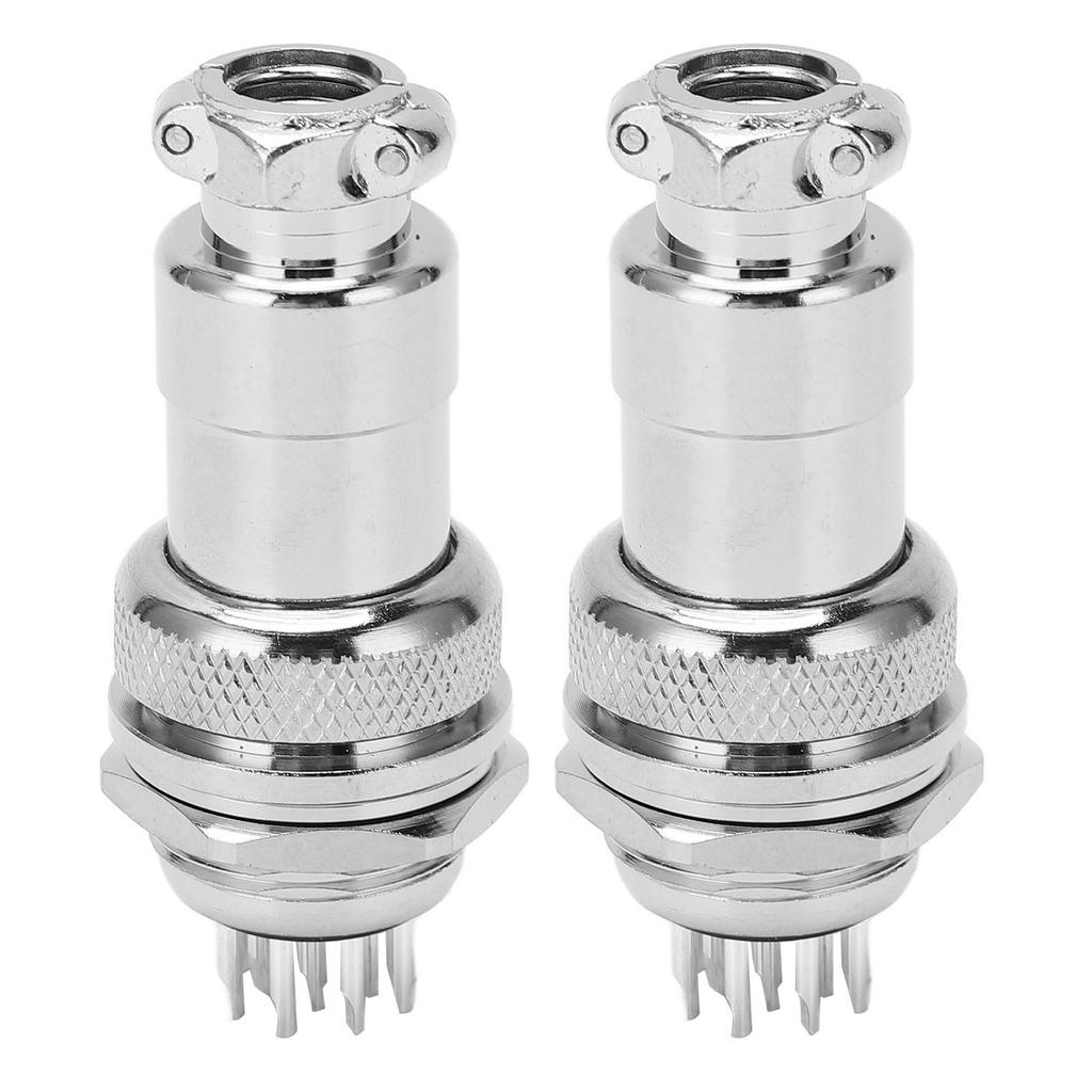 2PCS 12 Pin Aviation Connectors Zinc Alloy Electrical Plug and Socket Set 20mm Opening 250V