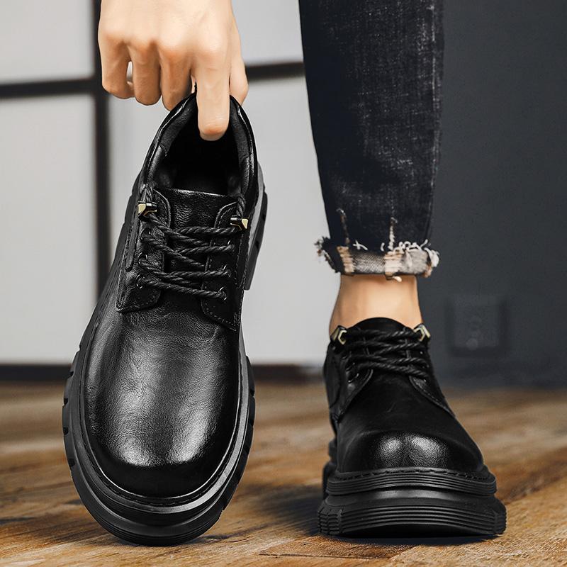Fashion Thick soled men's leather shoes Leisure Business British Style Dress up party high-quality Adult Classic Black shoes Hot New
