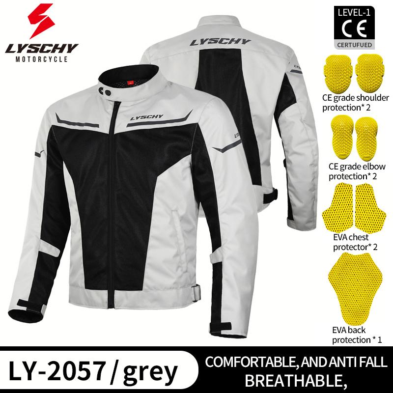 LYSCHY Motorcycle Jacket Pants Summer Mesh Breathable Motorbike Jacket Men Women CE2 Level Protective Anti-fall Motocross Jacket