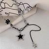 Black star splicing necklace autumn and winter new male and female hip-hop titanium steel sweater chain accessories
