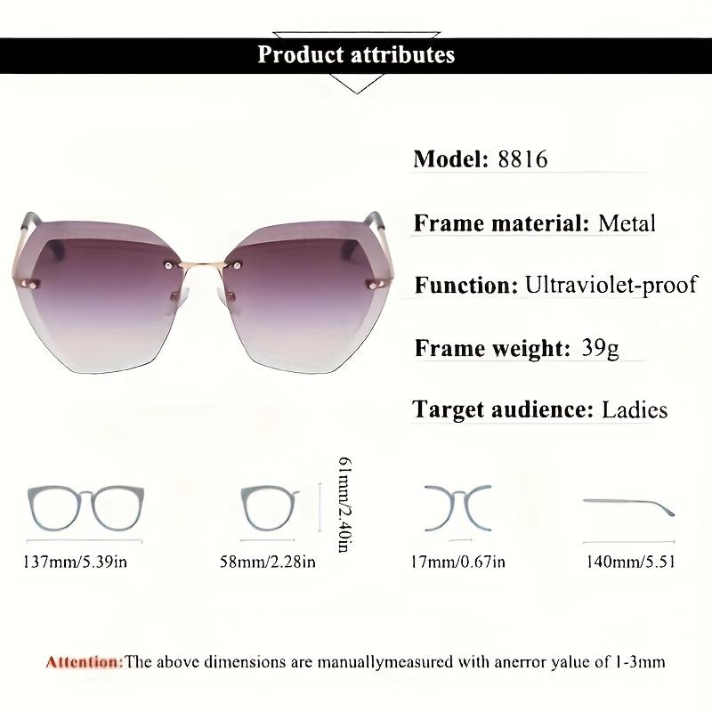 1Pcs European And American Fashion Trend Diamond Trimmed Women'S Sun Metal Glasses Frameless Uv Resistant Sunglasses