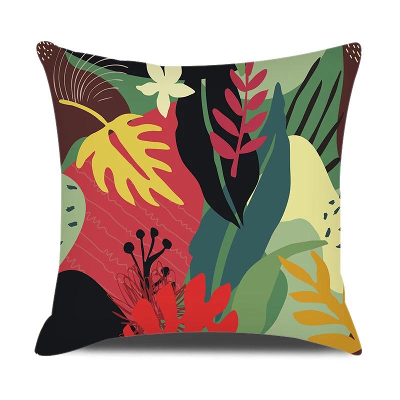 Modern Style Cushion Cover Abstraction Geometric Floral Plant Printed Pillow Cover Home Sofa Chair Decorative Pillowcase 45*45cm