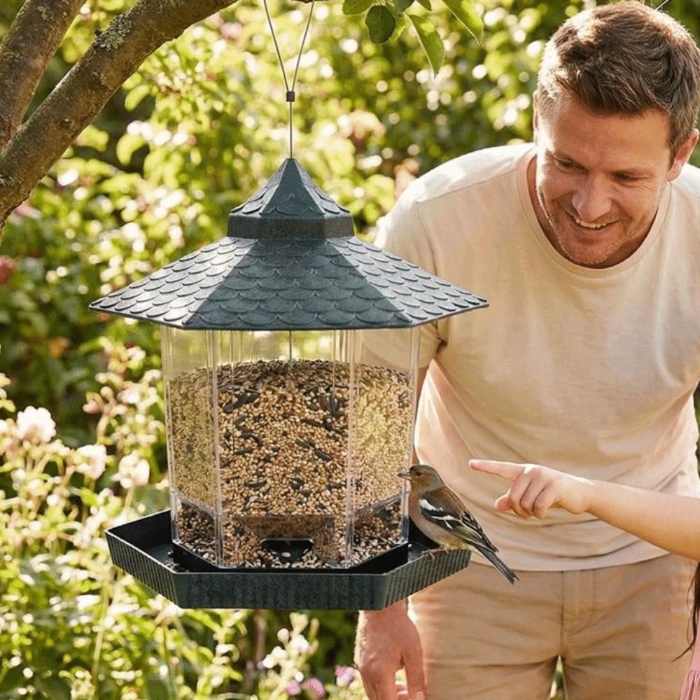 Large Capacity Hanging Bird Feeder Tower Shape Food Container Bird Feeding Station  Outdoor Use