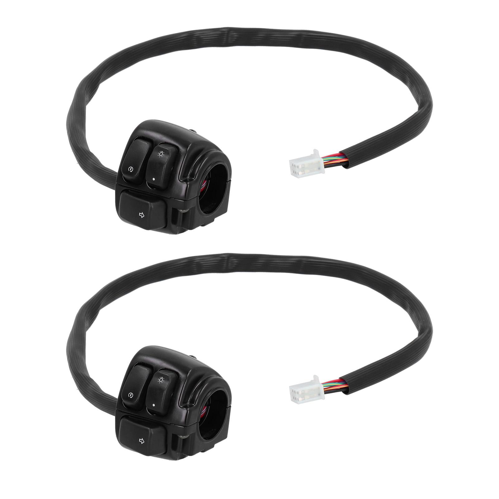 

2pcs 1in Motorcycle Handlebar Switch Headlamp Turn Signal Horn Gear Control Button UniversalBlack чорний