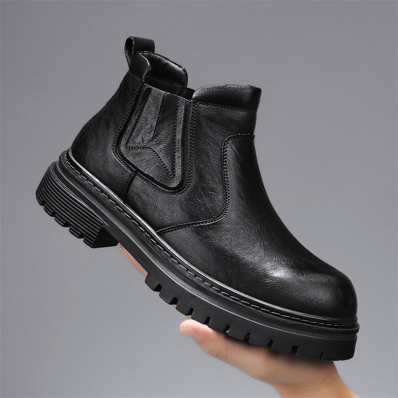 Golden Sapling High Quality Retro Men Motorcycle Boots New Microfiber Leather Men Boot Shoes Outdoor Thick Soled Slip-on Booties