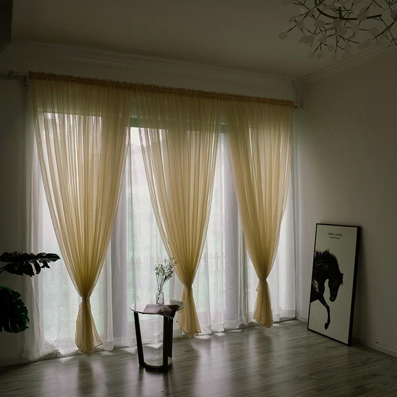 2026 NEW European American Style Multicolor Sheer Curtain Bay Window Screening Solid Door Curtains Drape Panel Tulle for Living Room