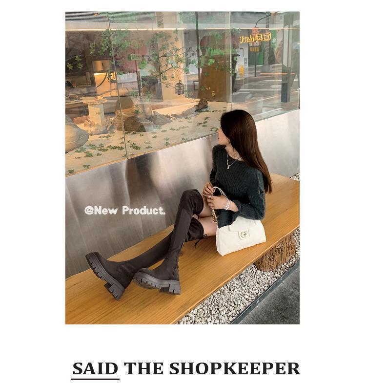 Women's European & American Style Thick-Soled Slimming Over-the-Knee Long Boots