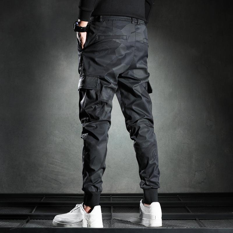 Ležérne nohavice Pánske Jarné a Jesenné Tenké Slim-fit Kórejská Verzia Elastický Pás Módny Trend Sťahovacia Šnúrka Pracovné Nohavice
