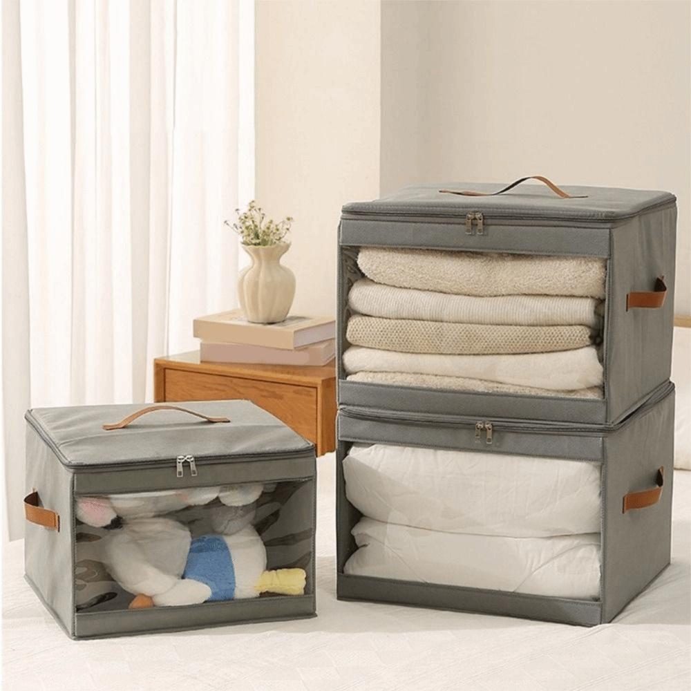 Zippered Clear View Clothes Storage Box Non-woven Fabric Cabinet Drawer Organizer  for Bedroom