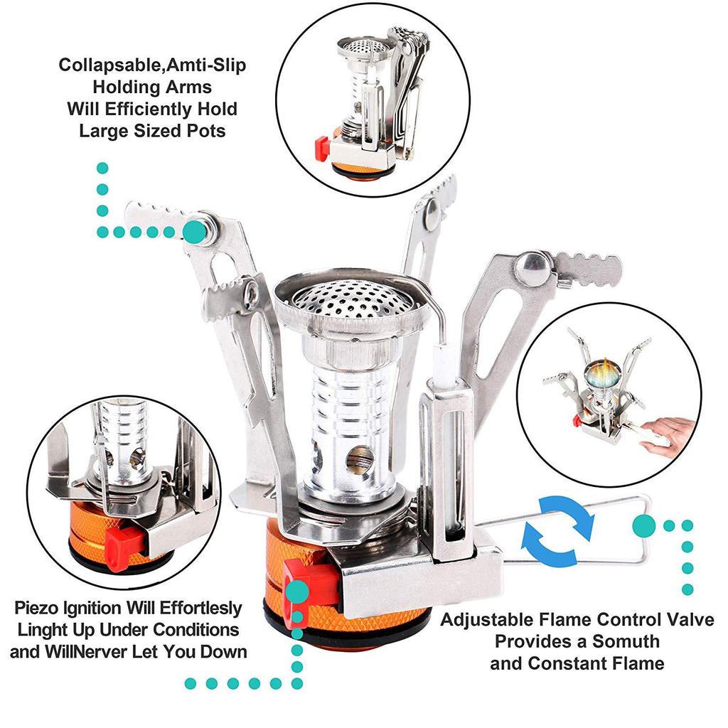 Outdoor Goods Camping Set Pot Combination Portable 1-2 People Picnic Folding Stove Cooker Set