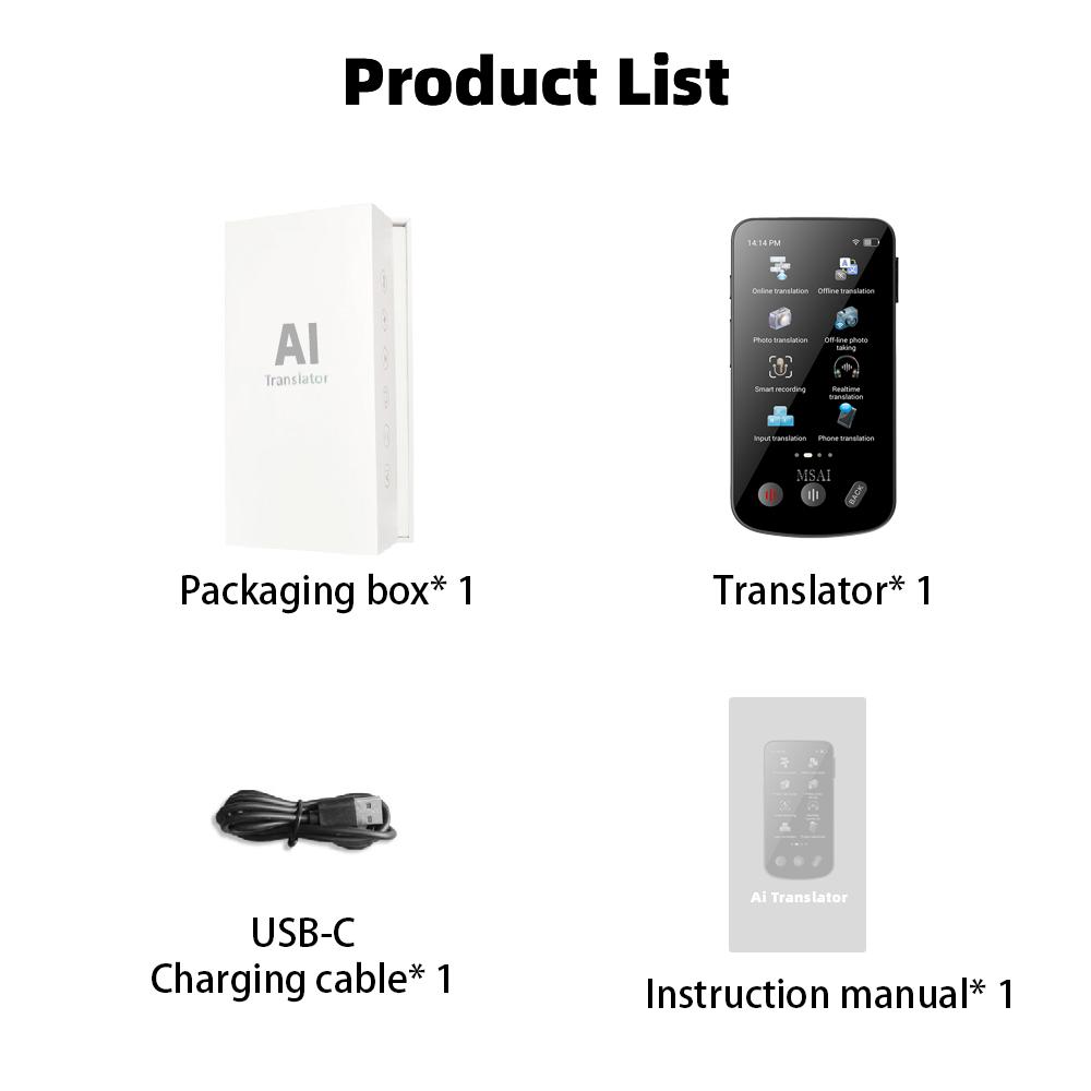 Portable T27 160 Languages Translator Device 4G Sim 2+16GB Voice Photo Translate AI Real Time Online Offline Translation for Travel Globally Universal