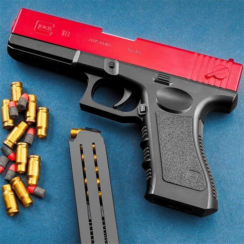 

Щит, литой Glock, ручной перезаряжаемый мягкий игрушечный пистолет для мальчиков, игрушечный пистолет для девочек, порошок, имитация пейнтбольного пистолета, стрельба