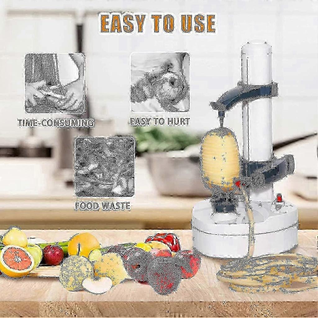Electric Peeler for Fruits & Vegetables - Electric Apple Peeler, Effortless Peeling for Apples, Potatoes & More, Includes 2 Blades & Easy To Clean